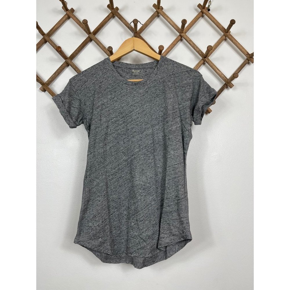 Madewell Whisper Cotton Crew Tee In Heather Pewter, Size  XS